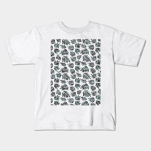 Branches pattern - black and teal Kids T-Shirt by wackapacka